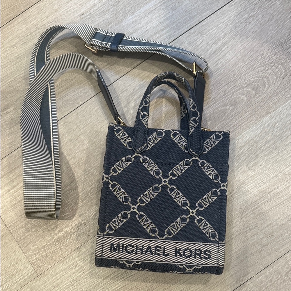Michael Kors Navy and Cream Messenger Bag